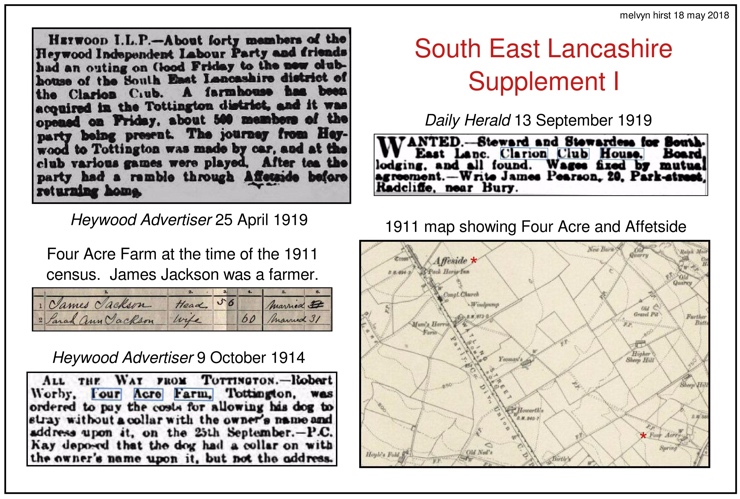 South East Lancashire Clarion Clubhouse Supplement I